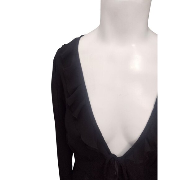 Wild Fable Sheer Ruffle Babydoll Peplum Top Size M Whimsigoth Double Tie - Picture 3 of 6